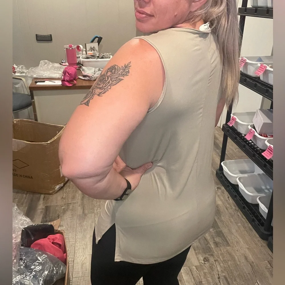 Zenana light mocha side slit tank top - Picture 3 of 3